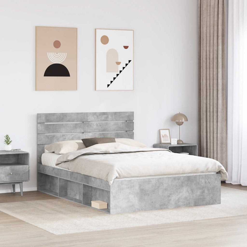 vidaXL Ramka łóżka Betonowy 160 x 200 cm Lite drewno sosnowe