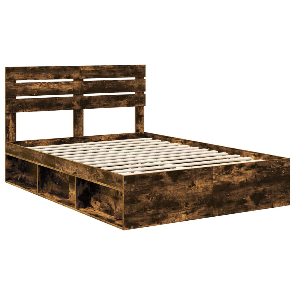 vidaXL Ramka łóżka Dąb wędzony 160 x 200 cm Lite drewno sosnowe