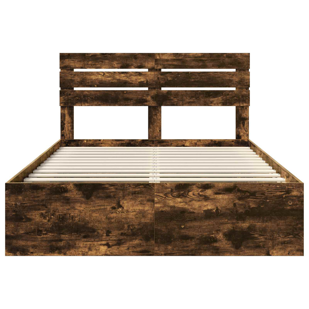 vidaXL Ramka łóżka Dąb wędzony 160 x 200 cm Lite drewno sosnowe