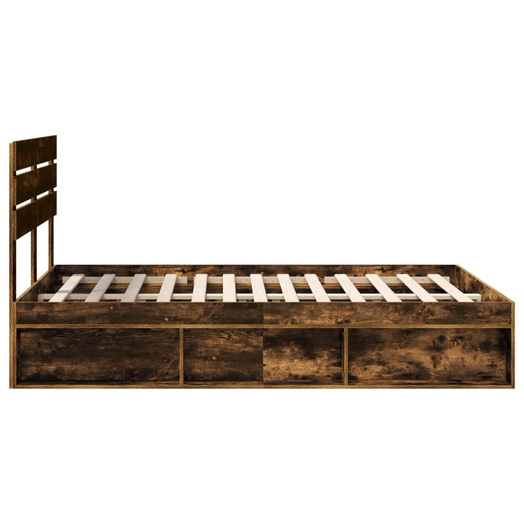 vidaXL Ramka łóżka Dąb wędzony 160 x 200 cm Lite drewno sosnowe