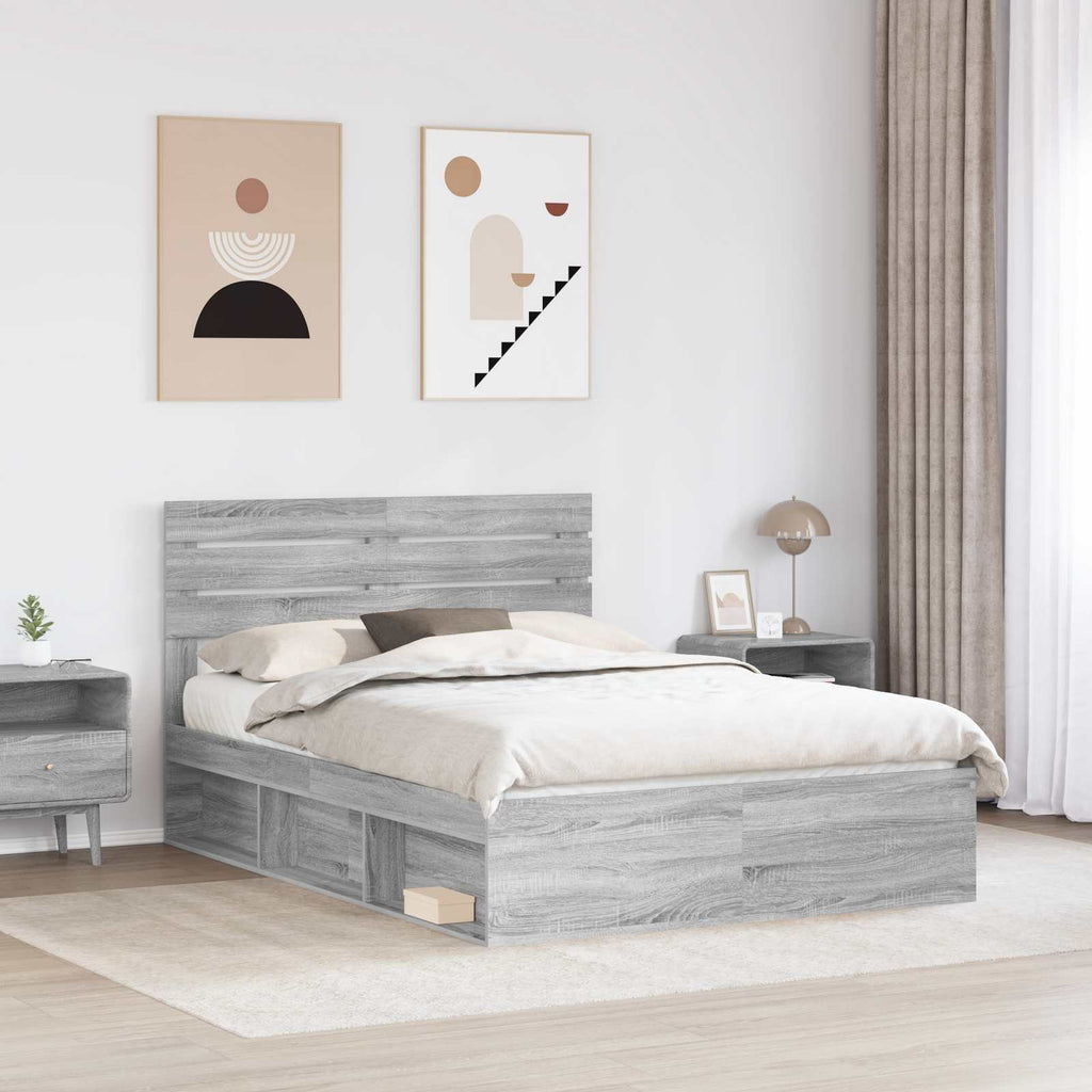 vidaXL Ramka łóżka Szary Sonoma 160 x 200 cm Lite drewno sosnowe