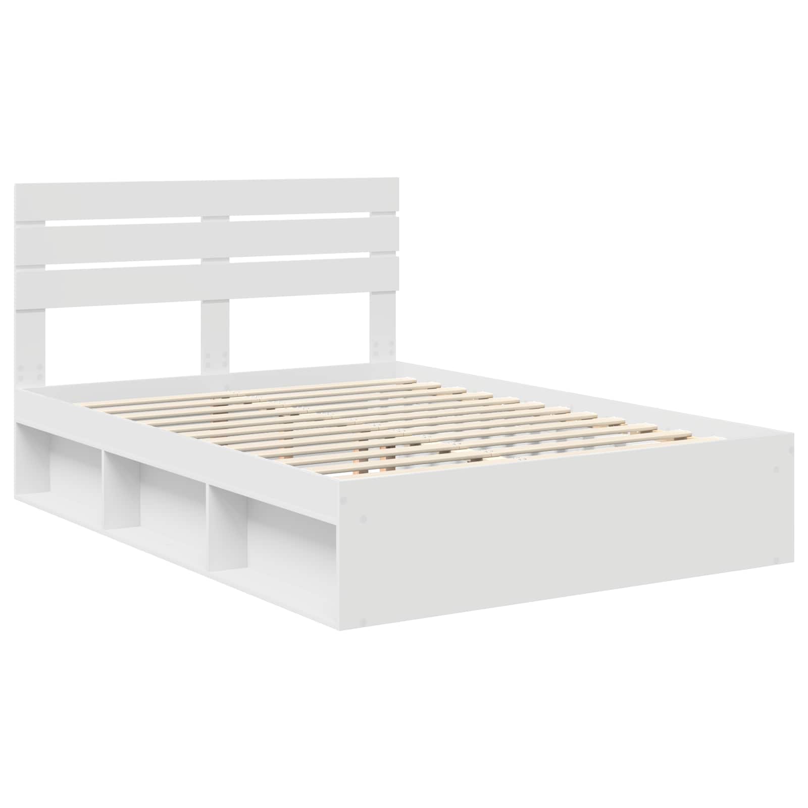 vidaXL Ramka łóżka Z zagłówkiem Biały 150 x 200 cm Lite drewno sosnowe