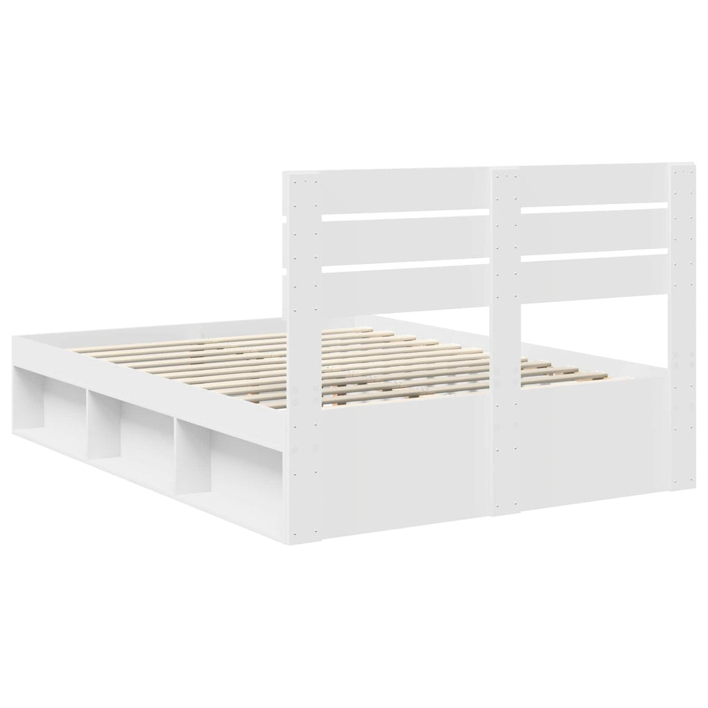 vidaXL Ramka łóżka Z zagłówkiem Biały 150 x 200 cm Lite drewno sosnowe