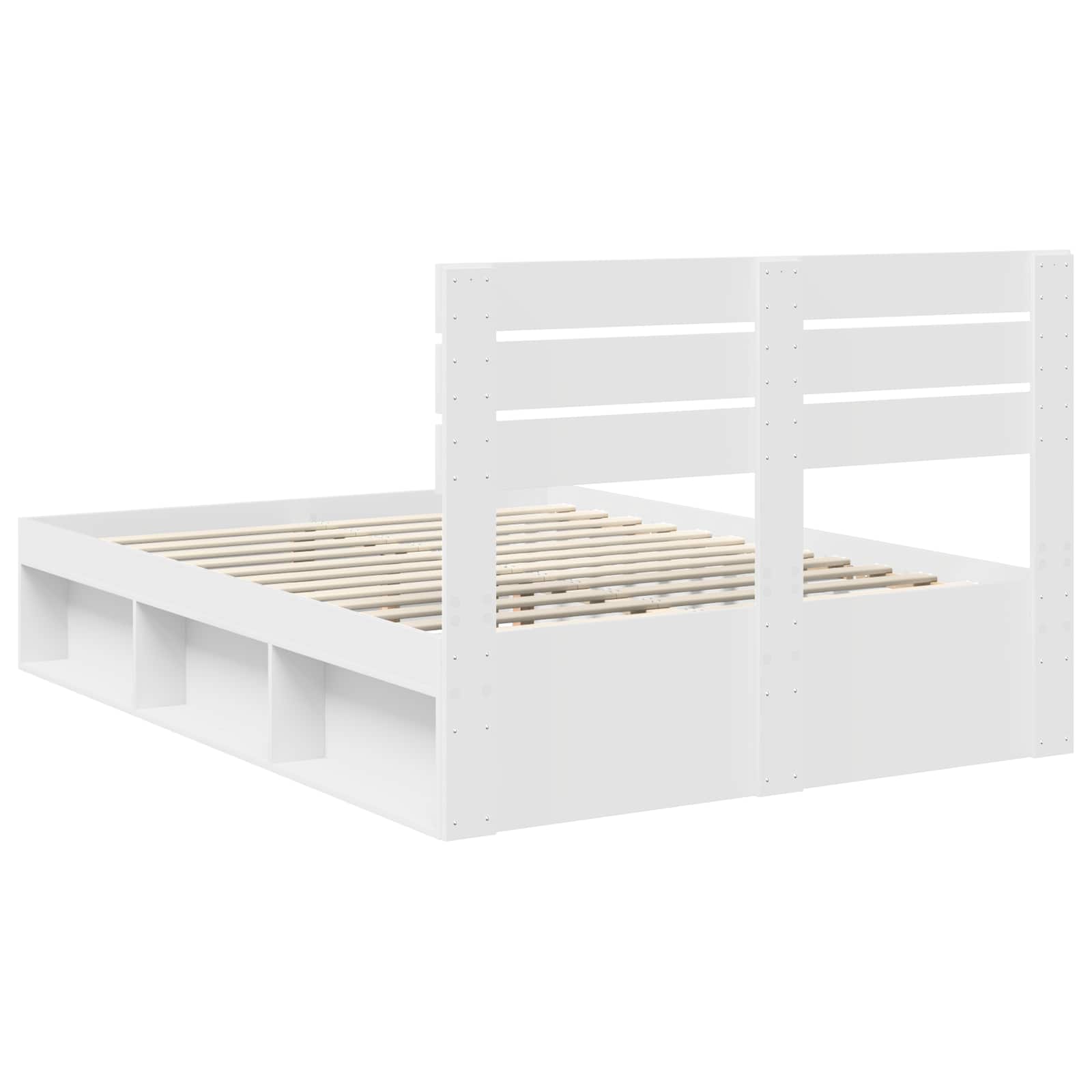 vidaXL Ramka łóżka Z zagłówkiem Biały 150 x 200 cm Lite drewno sosnowe