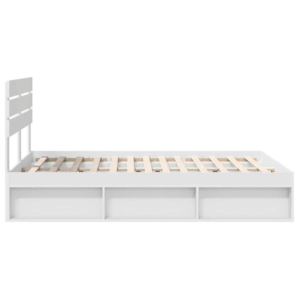 vidaXL Ramka łóżka Z zagłówkiem Biały 150 x 200 cm Lite drewno sosnowe