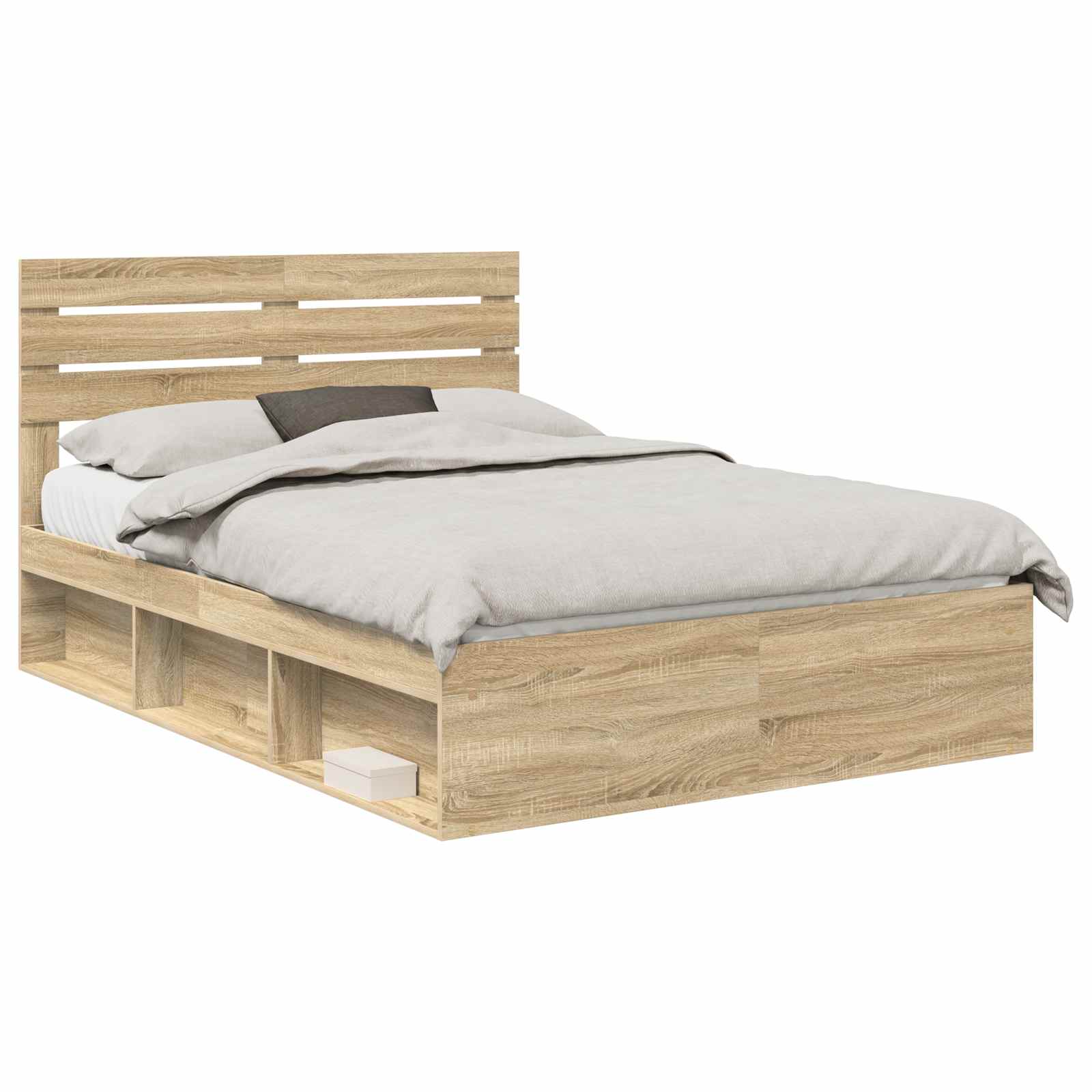 vidaXL Ramka łóżka Dąb Sonoma 150 x 200 cm Lite drewno sosnowe