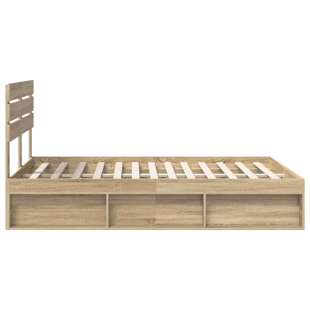 vidaXL Ramka łóżka Dąb Sonoma 150 x 200 cm Lite drewno sosnowe