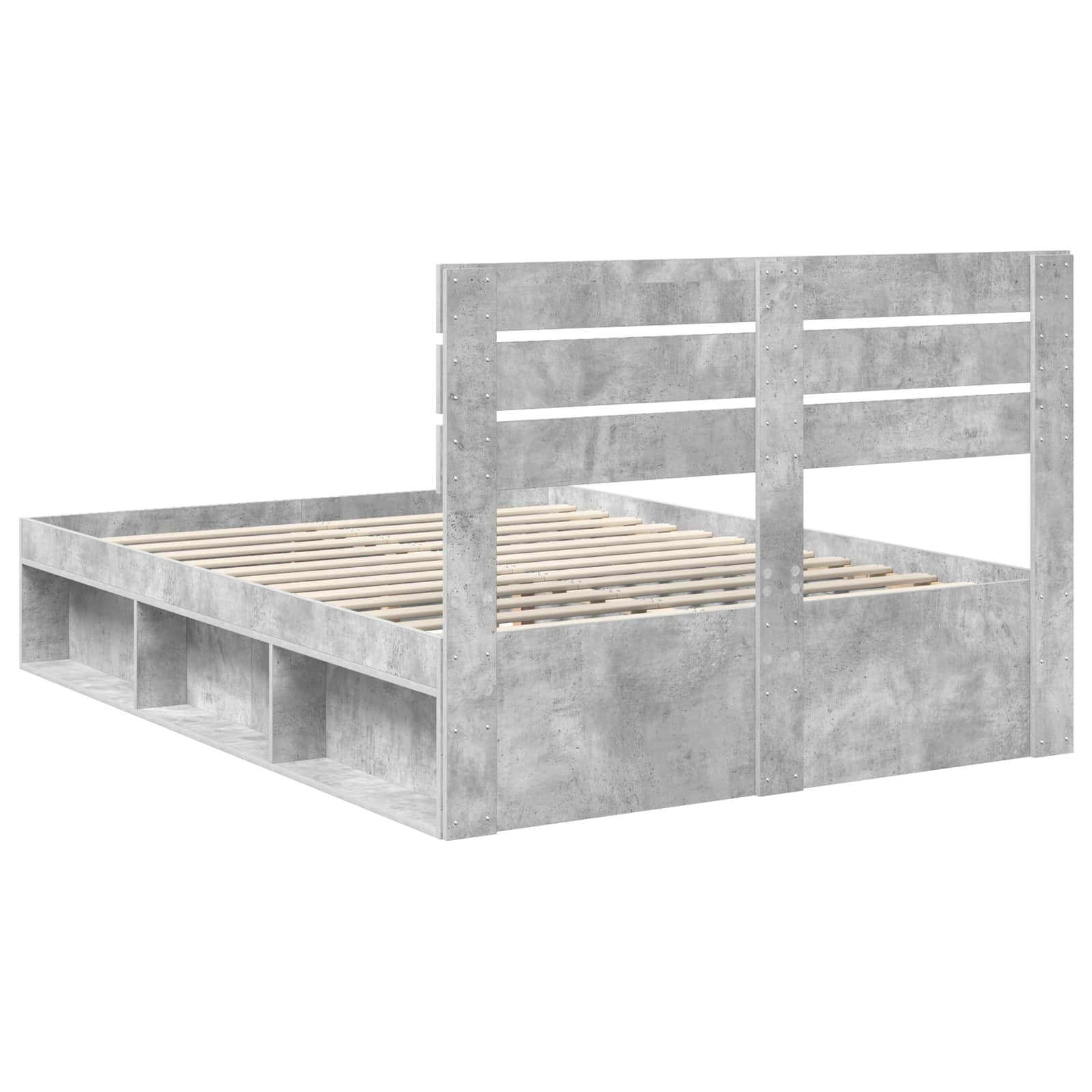 vidaXL Ramka łóżka Szary beton 150 x 200 cm Lite drewno sosnowe