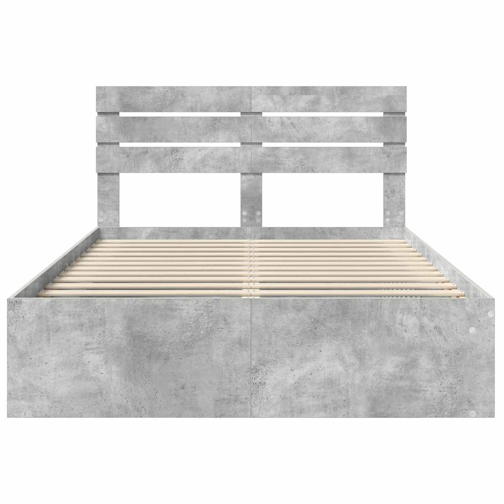 vidaXL Ramka łóżka Szary beton 150 x 200 cm Lite drewno sosnowe