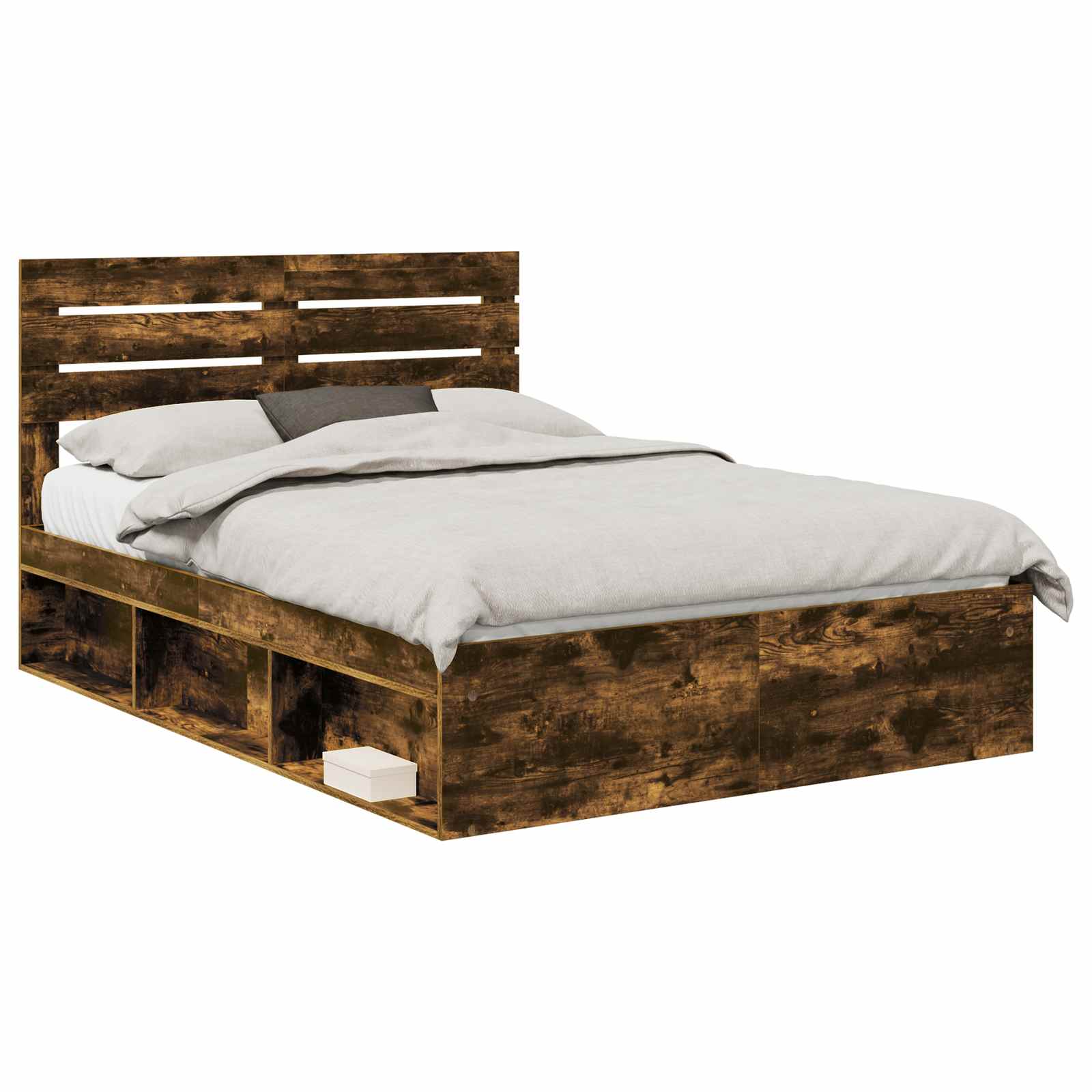 vidaXL Ramka łóżka Dąb wędzony 150 x 200 cm Lite drewno sosnowe