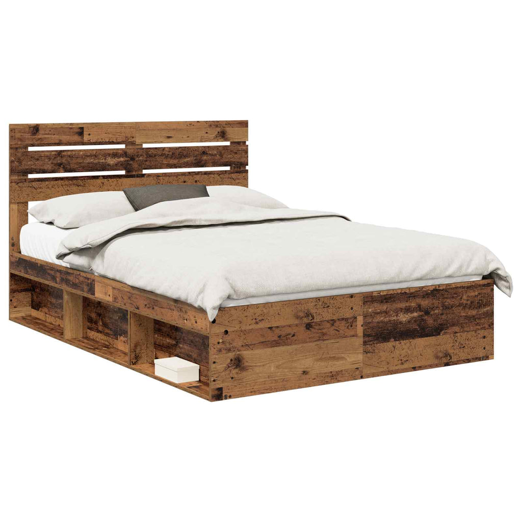 vidaXL Ramka łóżka Stare drewno 150 x 200 cm Lite drewno sosnowe