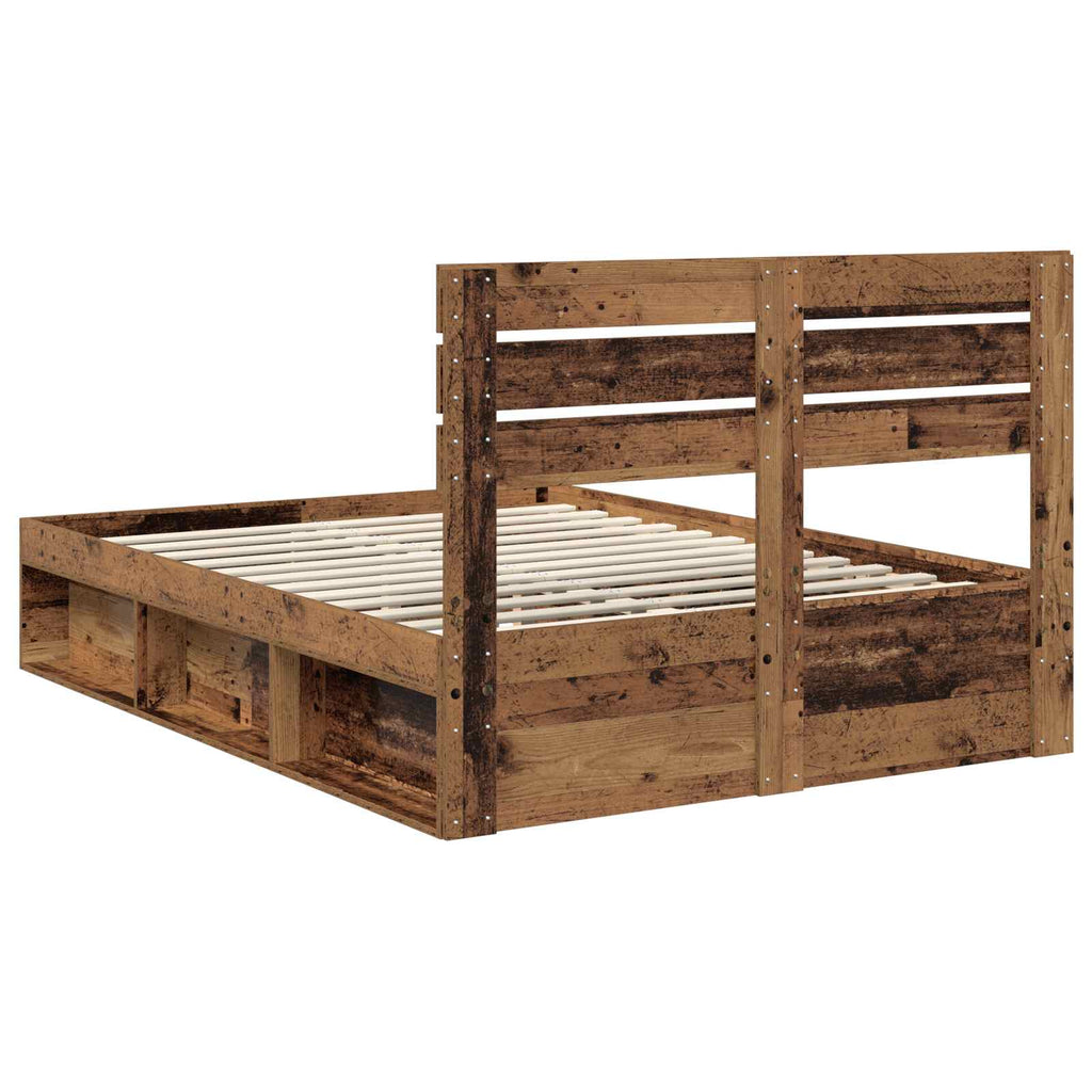 vidaXL Ramka łóżka Stare drewno 150 x 200 cm Lite drewno sosnowe