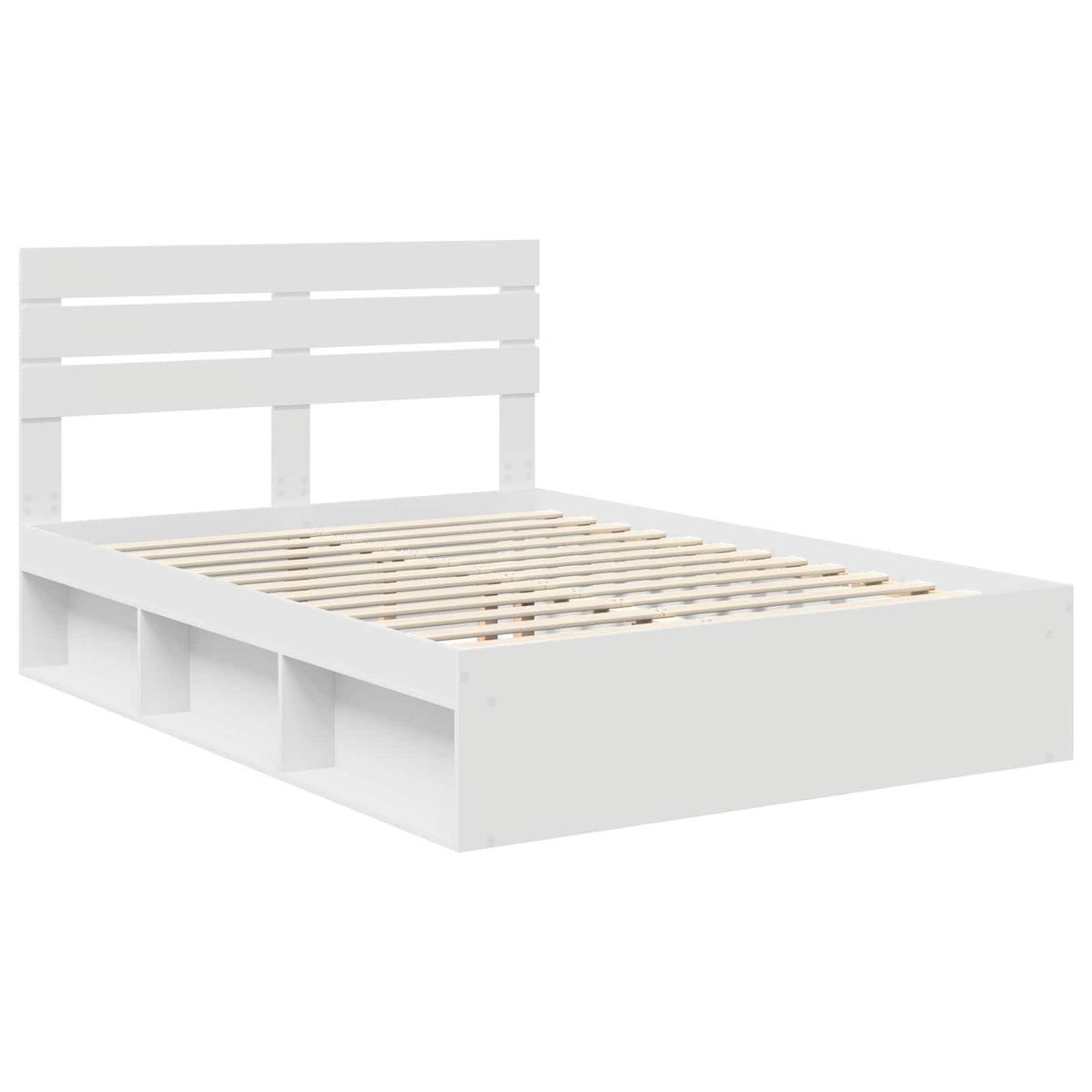 vidaXL Ramka łóżka Z zagłówkiem Biały 140 x 200 cm Lite drewno sosnowe