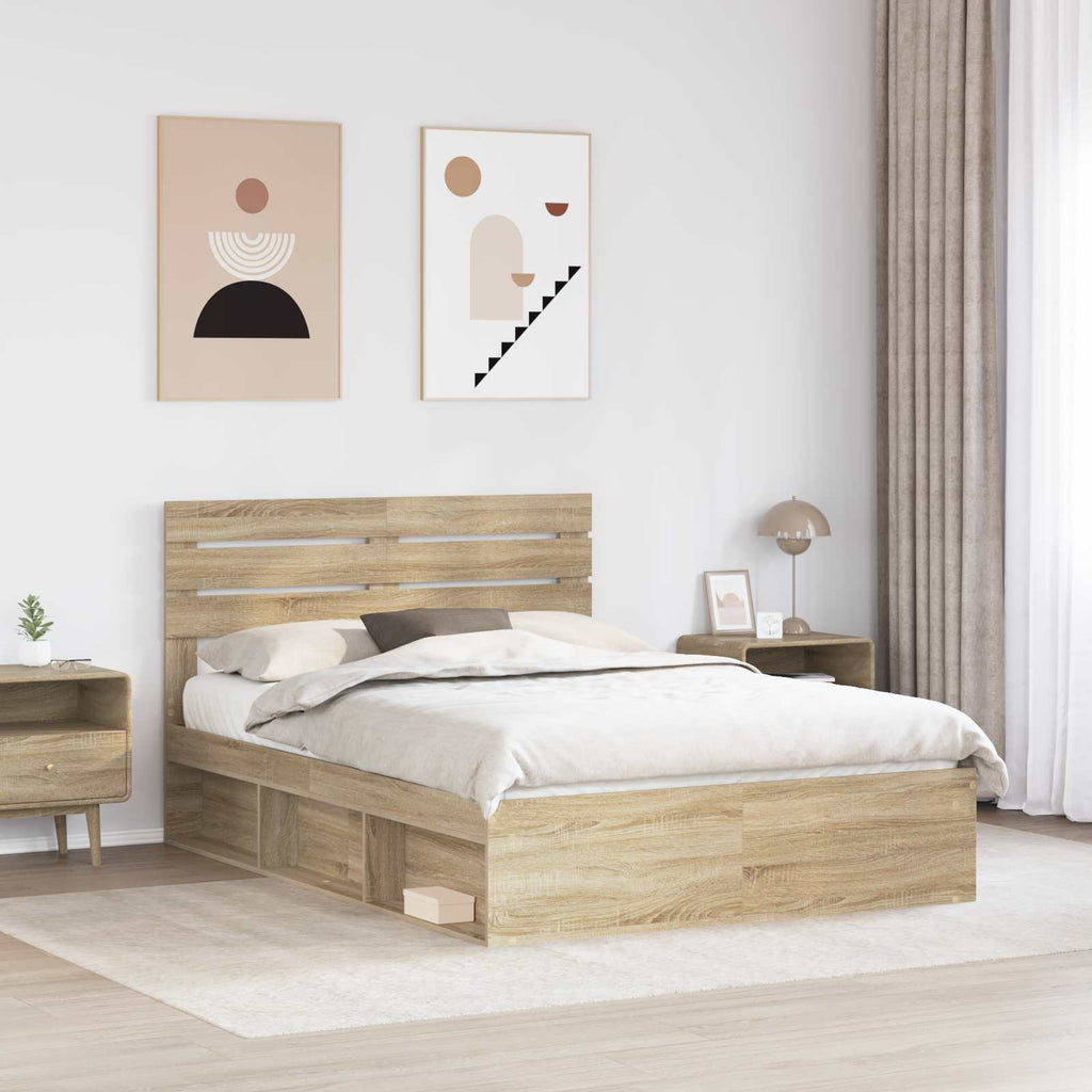 vidaXL Ramka łóżka Sonoma 140 x 200 cm Lite drewno sosnowe