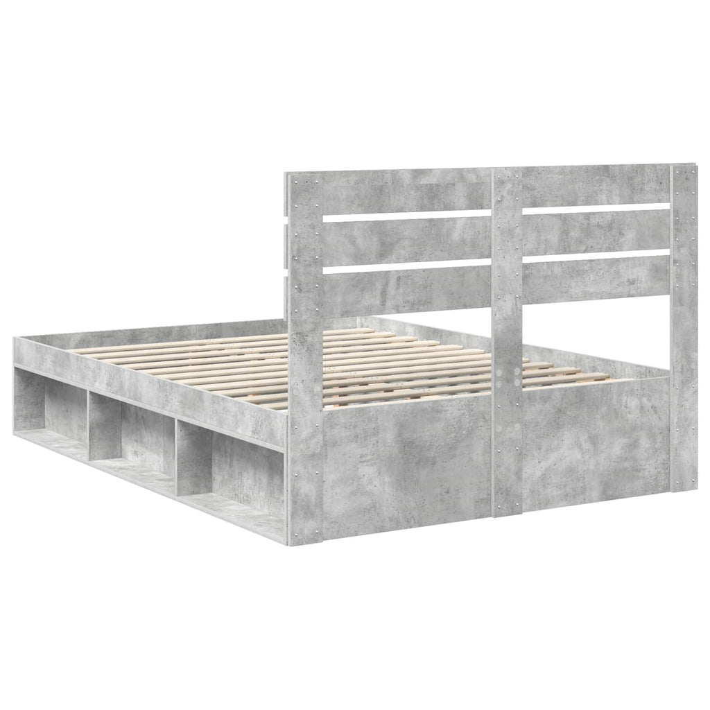 vidaXL Ramka łóżka Betonowy 140 x 200 cm Lite drewno sosnowe