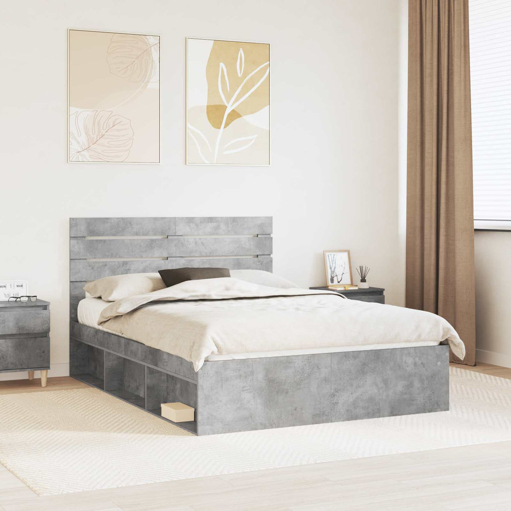 vidaXL Ramka łóżka Betonowy 140 x 190 cm Lite drewno sosnowe