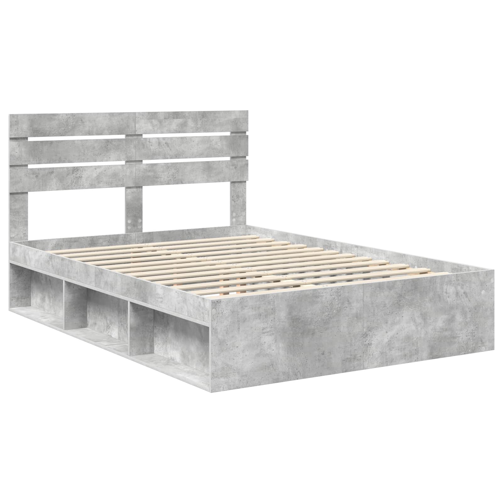 vidaXL Ramka łóżka Betonowy 140 x 190 cm Lite drewno sosnowe