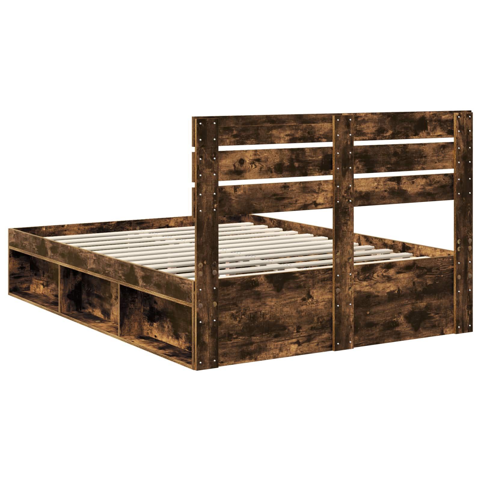 vidaXL Ramka łóżka Dąb wędzony 140 x 190 cm Lite drewno sosnowe