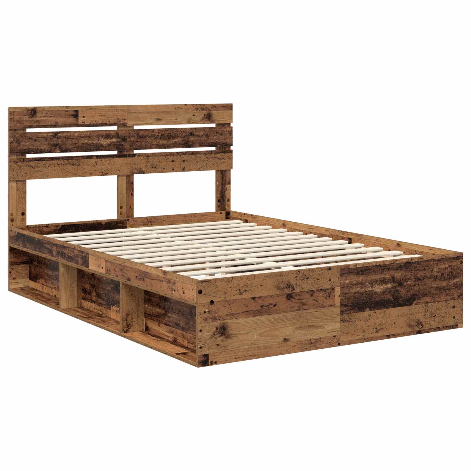 vidaXL Ramka łóżka Stare drewno 140 x 190 cm Lite drewno sosnowe