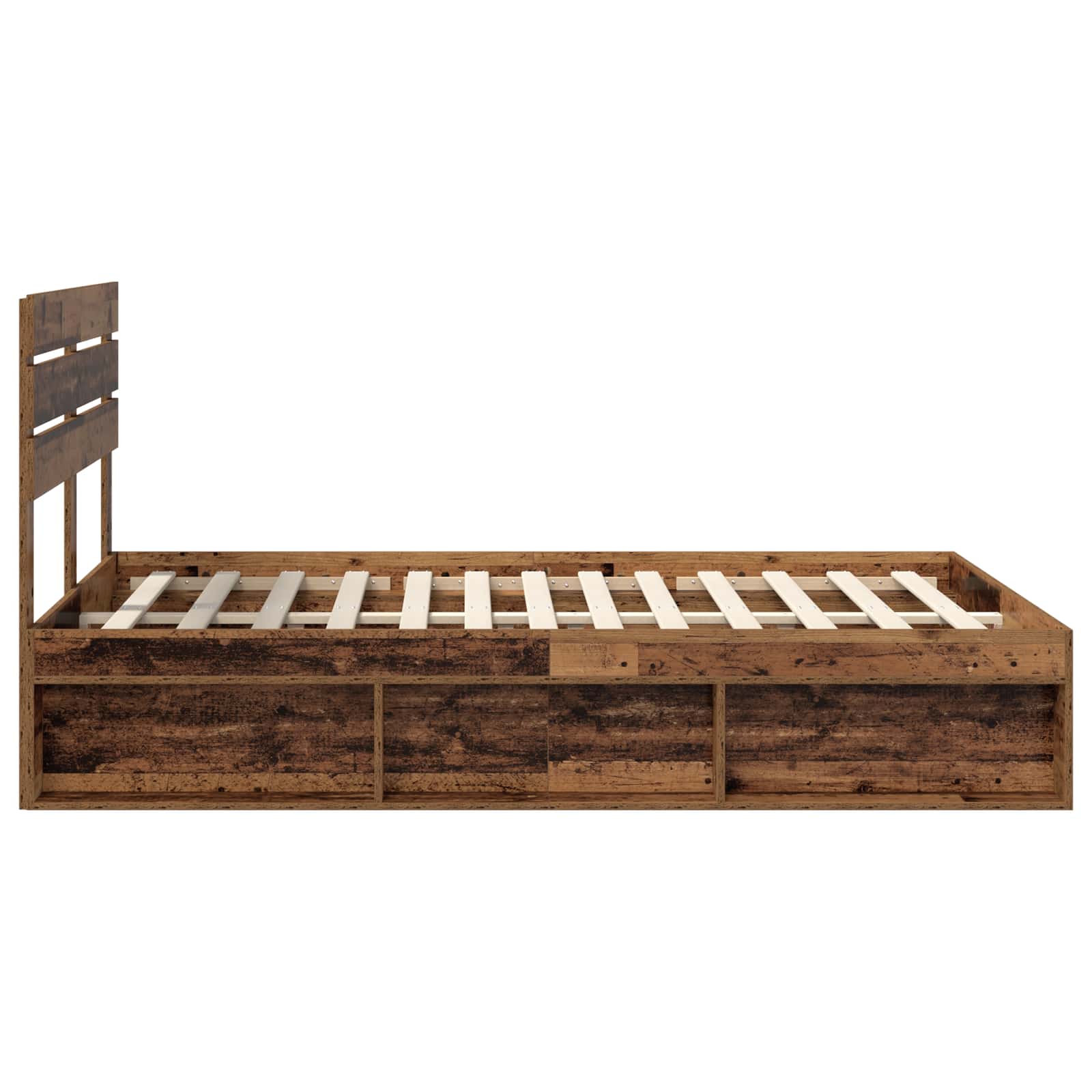 vidaXL Ramka łóżka Stare drewno 140 x 190 cm Lite drewno sosnowe