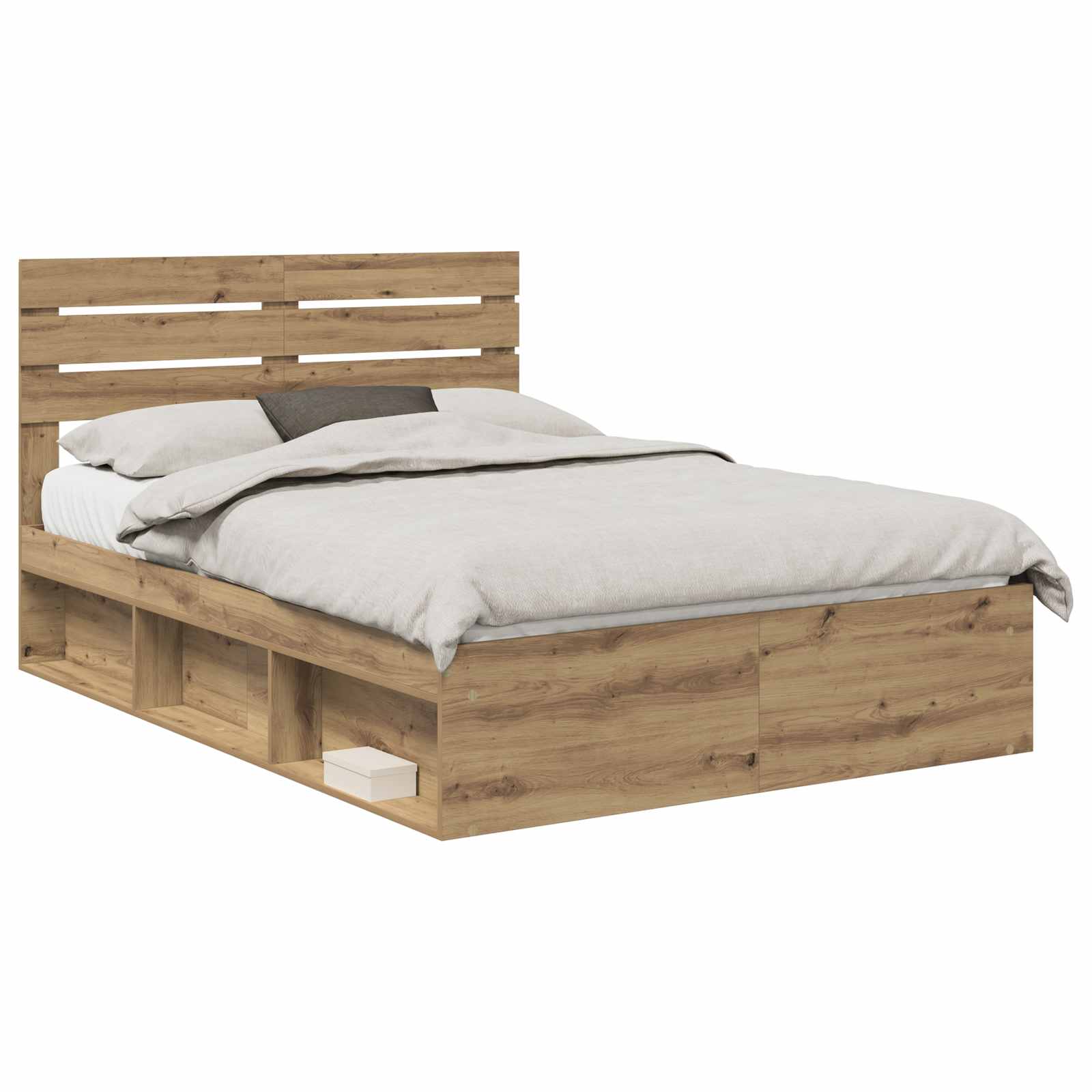 vidaXL Ramka łóżka Dąb rzemieślniczy 140 x 190 cm Lite drewno sosnowe