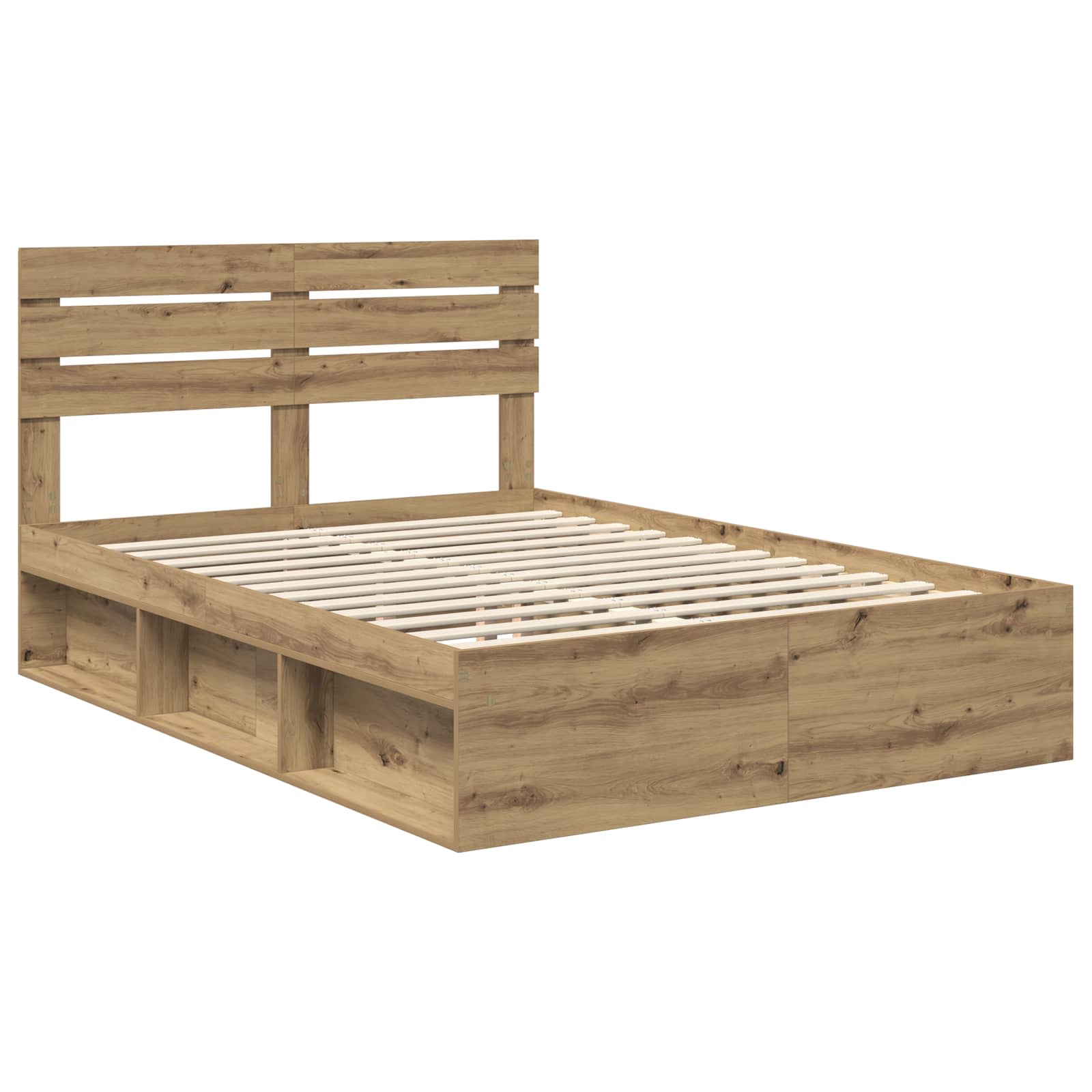 vidaXL Ramka łóżka Dąb rzemieślniczy 140 x 190 cm Lite drewno sosnowe