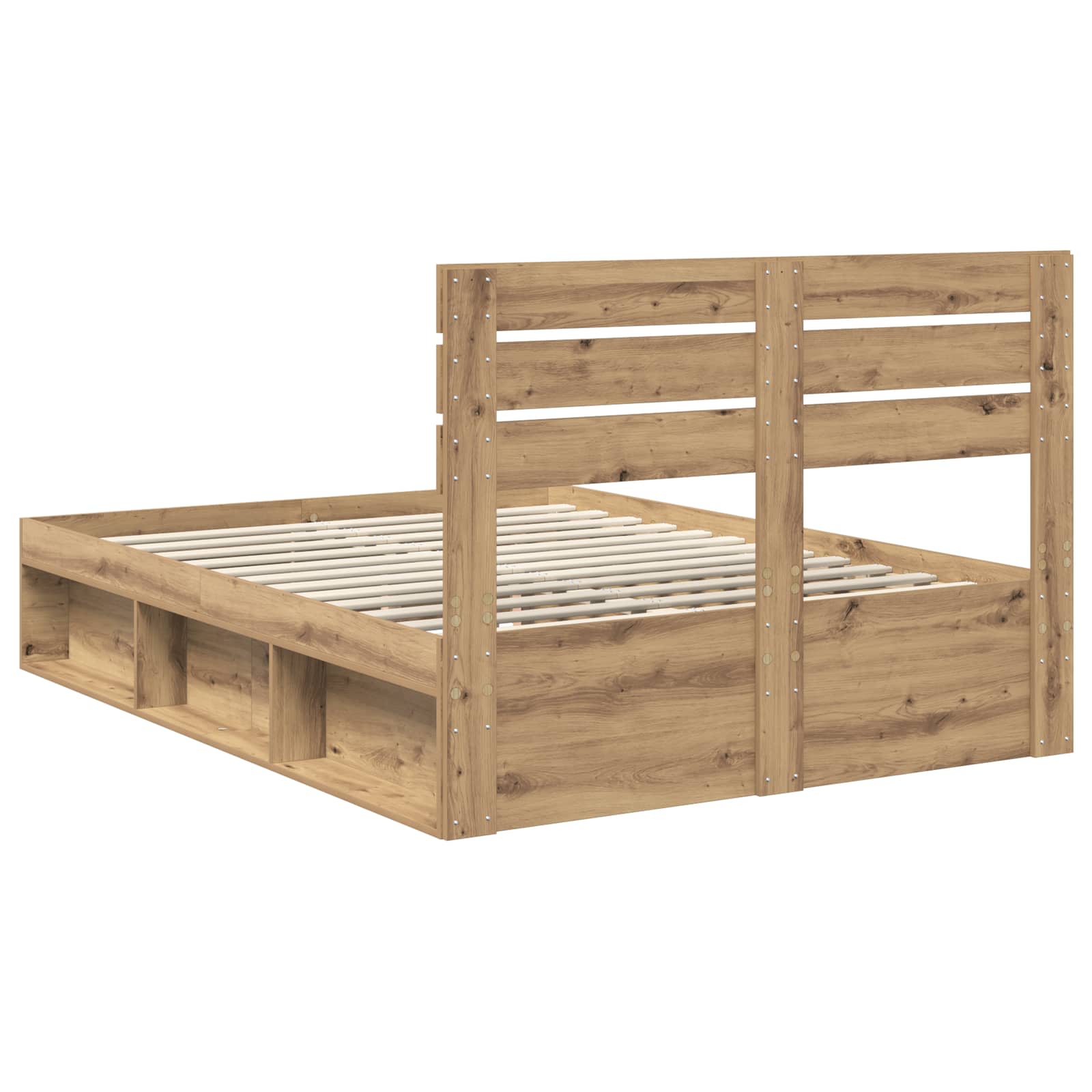 vidaXL Ramka łóżka Dąb rzemieślniczy 140 x 190 cm Lite drewno sosnowe