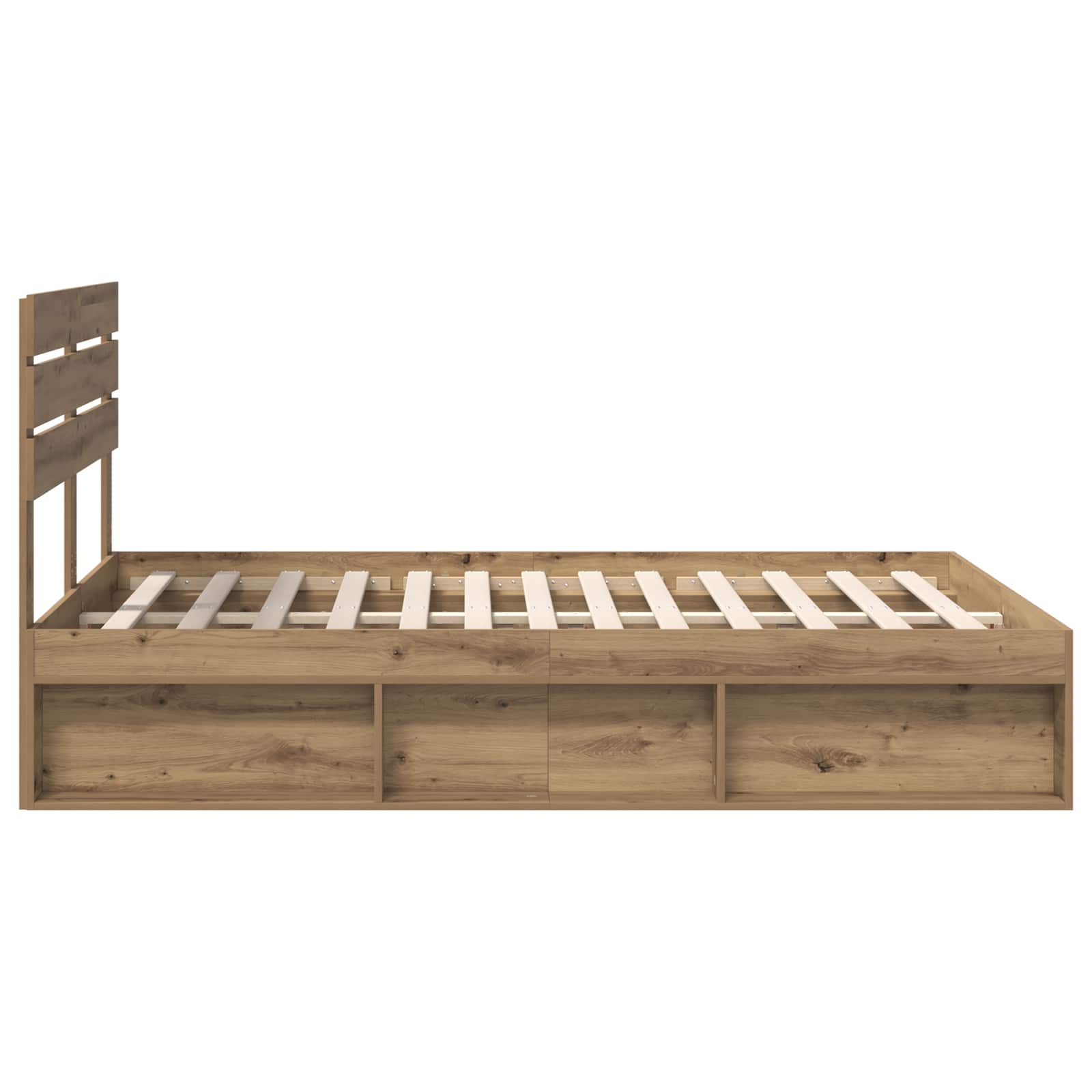 vidaXL Ramka łóżka Dąb rzemieślniczy 140 x 190 cm Lite drewno sosnowe