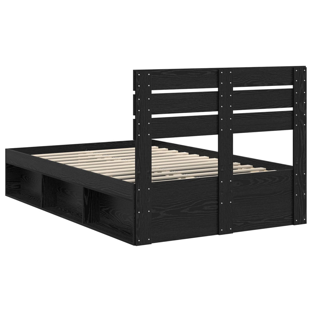 vidaXL Ramka łóżka Czarny 135 x 190 cm Lite drewno sosnowe