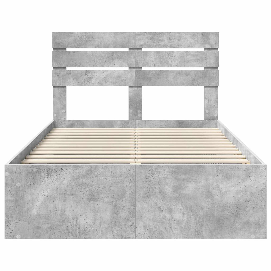 vidaXL Ramka łóżka Szary beton 135 x 190 cm Lite drewno sosnowe
