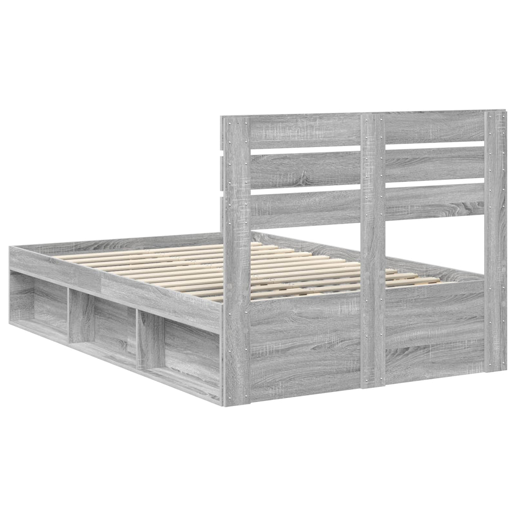vidaXL Ramka łóżka Szary Sonoma 135 x 190 cm Lite drewno sosnowe