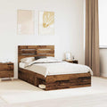 vidaXL Ramka łóżka Stare drewno 135 x 190 cm Lite drewno sosnowe