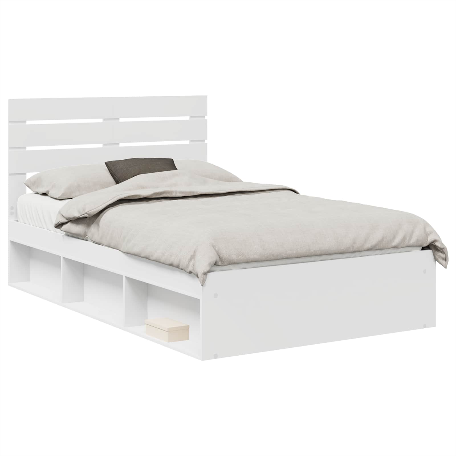 vidaXL Ramka łóżka Z zagłówkiem Biały 120 x 200 cm Lite drewno sosnowe