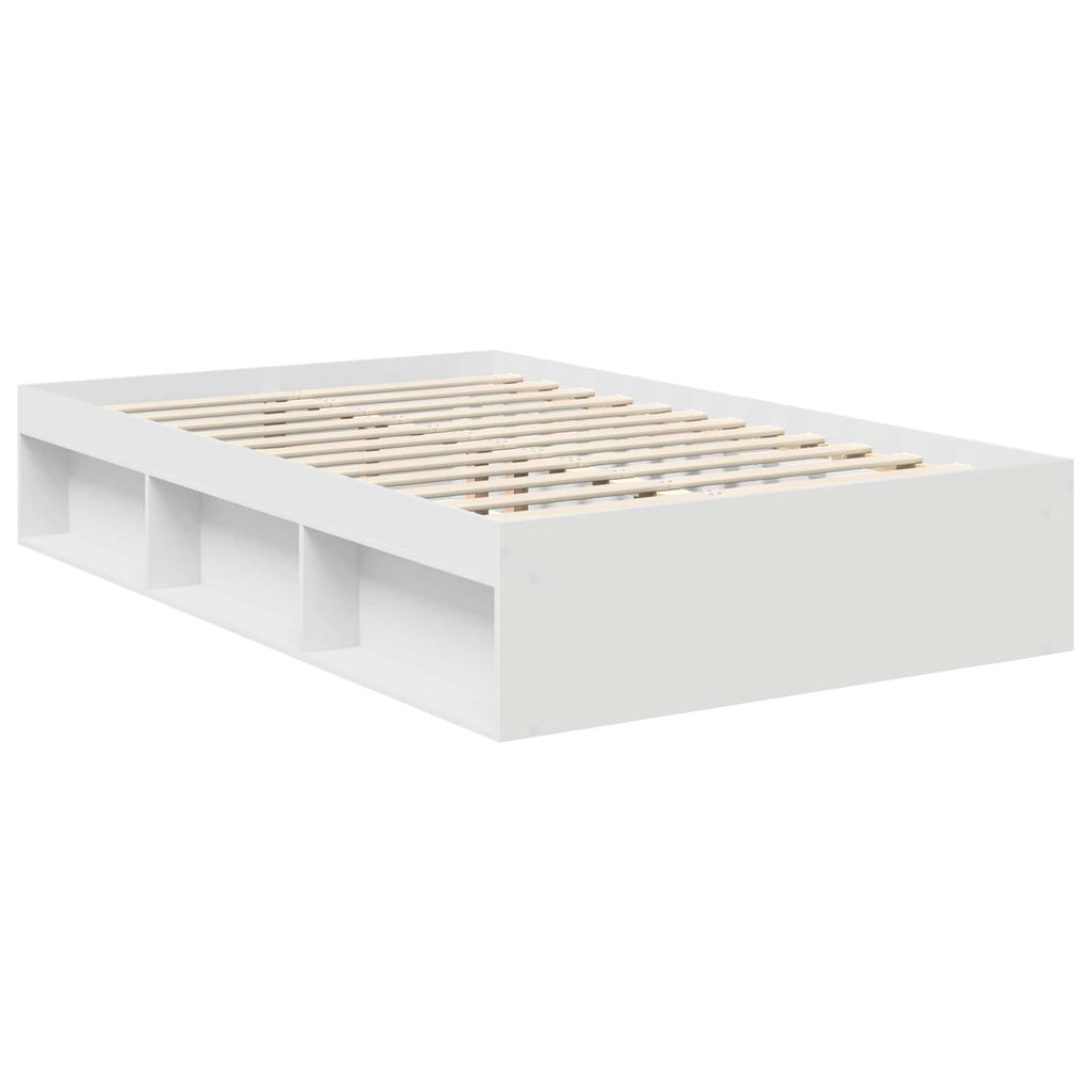 vidaXL Ramka łóżka Z zagłówkiem Biały 120 x 200 cm Lite drewno sosnowe