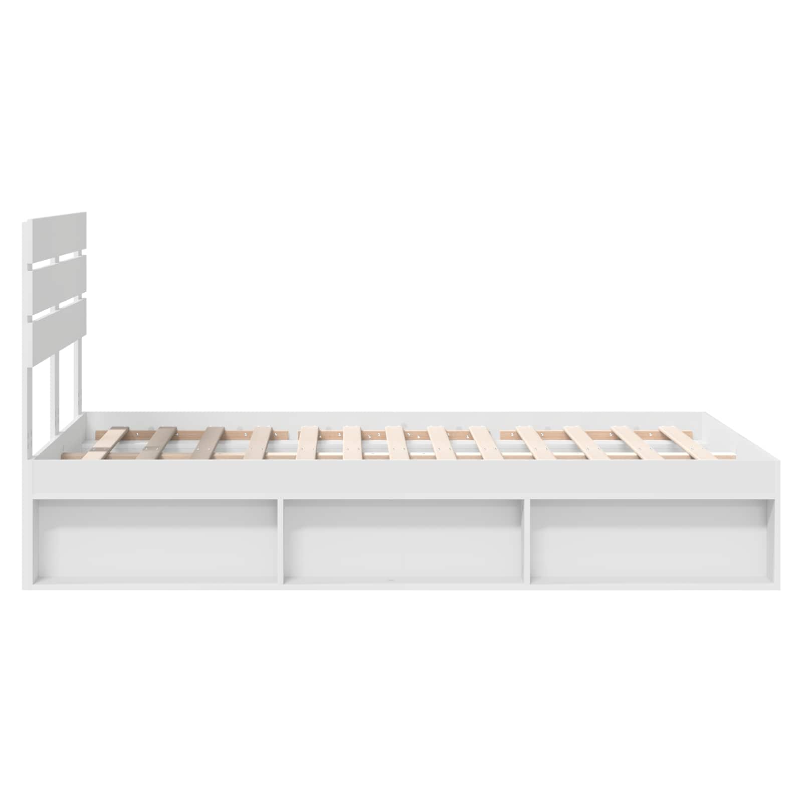 vidaXL Ramka łóżka Z zagłówkiem Biały 120 x 200 cm Lite drewno sosnowe
