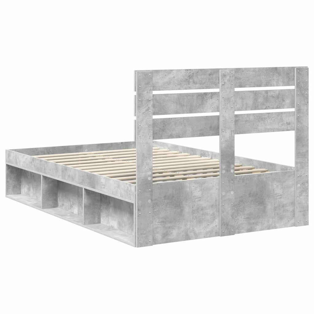 vidaXL Ramka łóżka Betonowy 120 x 200 cm Lite drewno sosnowe