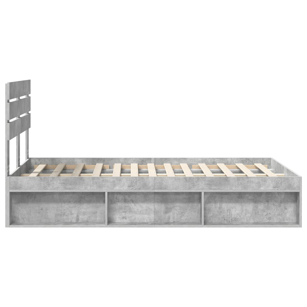 vidaXL Ramka łóżka Betonowy 120 x 200 cm Lite drewno sosnowe