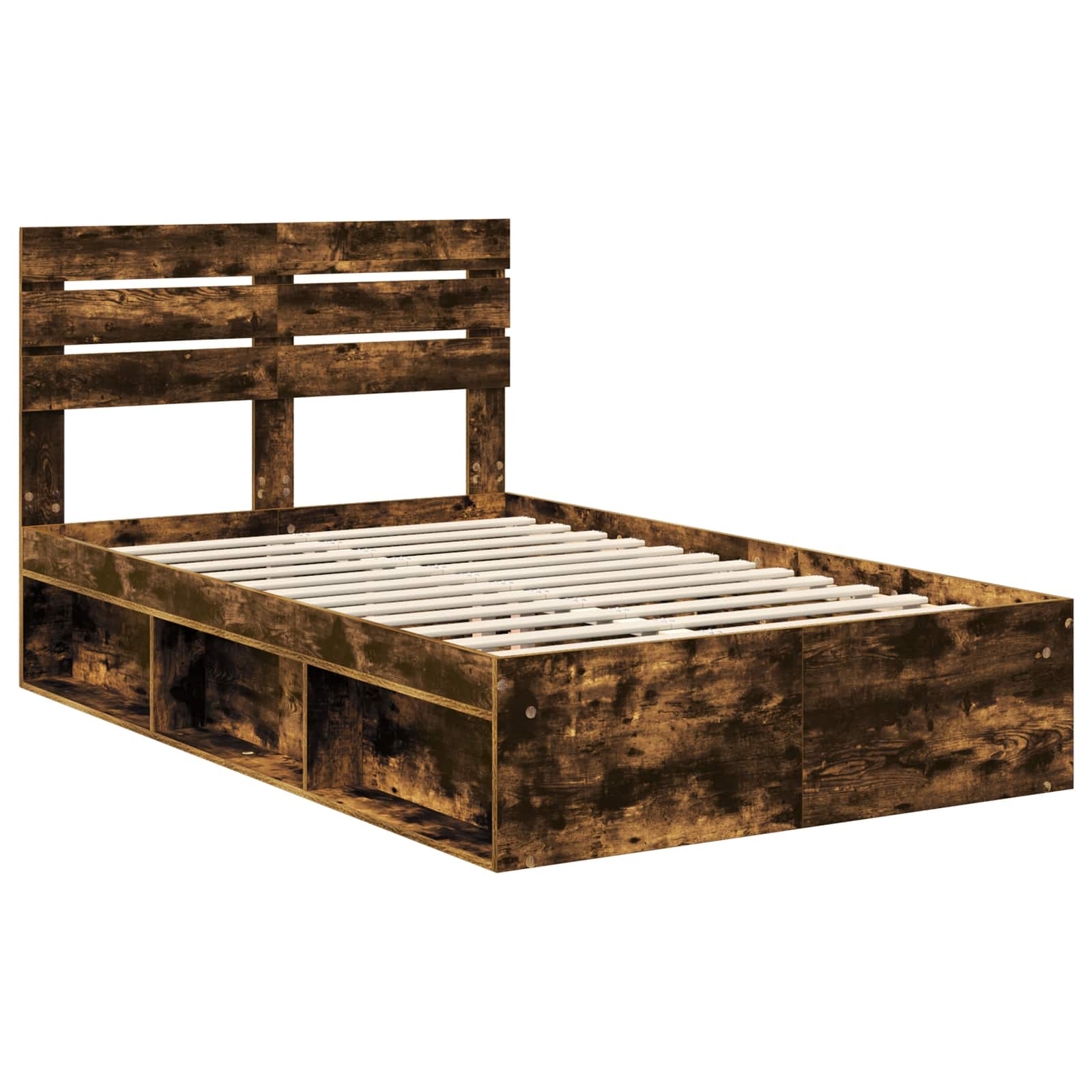 vidaXL Ramka łóżka Dąb wędzony 120 x 200 cm Lite drewno sosnowe