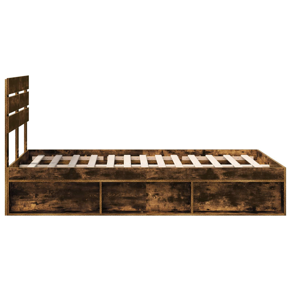 vidaXL Ramka łóżka Dąb wędzony 120 x 200 cm Lite drewno sosnowe