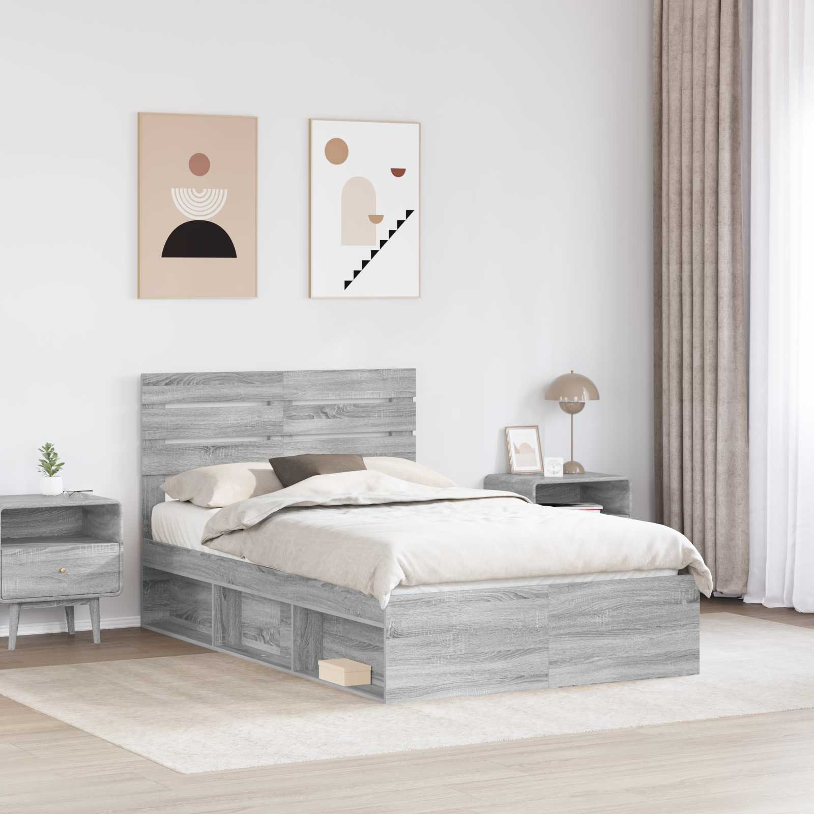 vidaXL Ramka łóżka Szary Sonoma 120 x 200 cm Lite drewno sosnowe