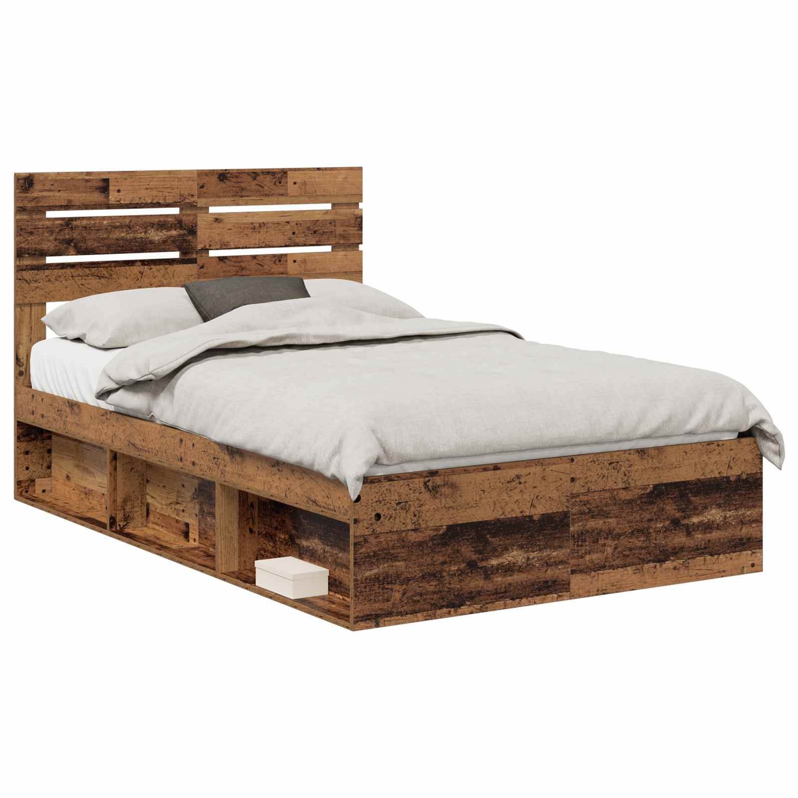 vidaXL Ramka łóżka Stare drewno 120 x 200 cm Lite drewno sosnowe