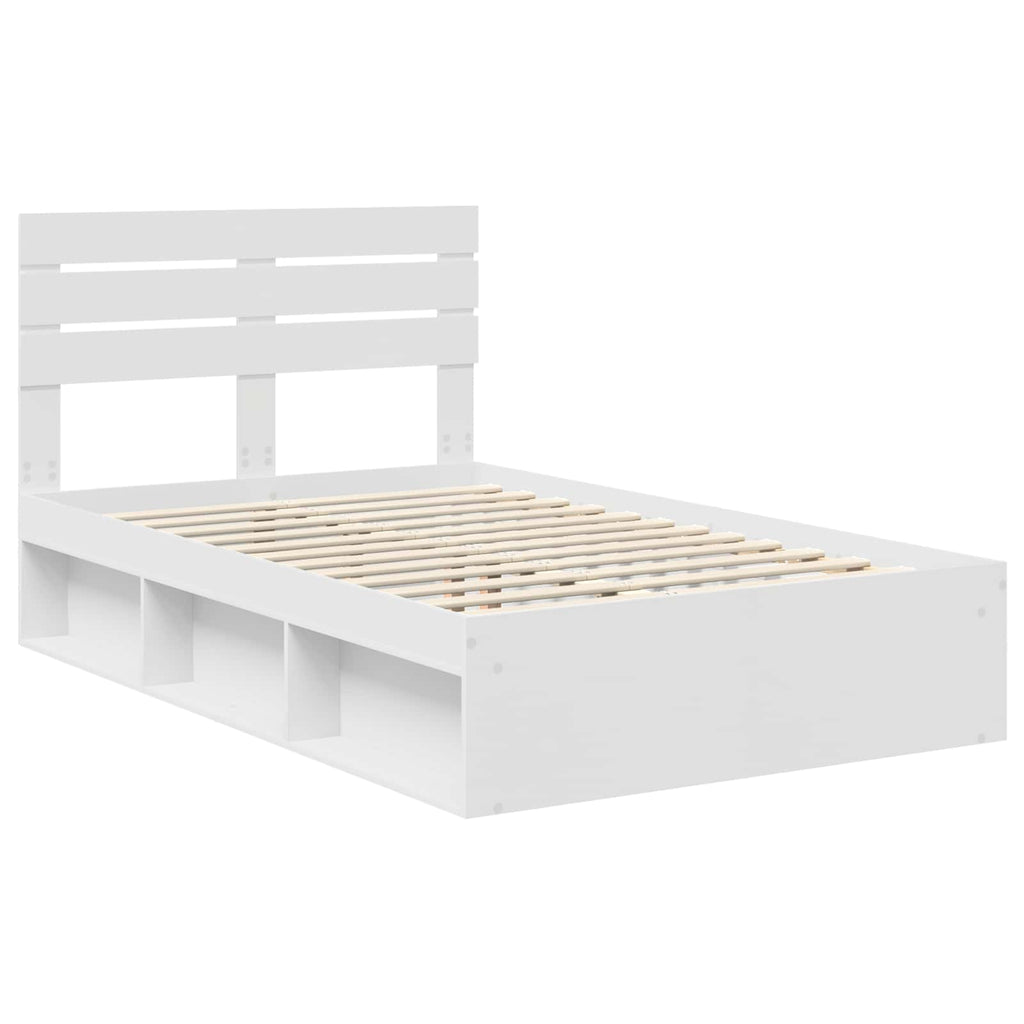 vidaXL Ramka łóżka Z zagłówkiem Biały 120 x 190 cm Lite drewno sosnowe