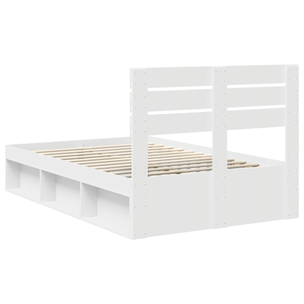 vidaXL Ramka łóżka Z zagłówkiem Biały 120 x 190 cm Lite drewno sosnowe