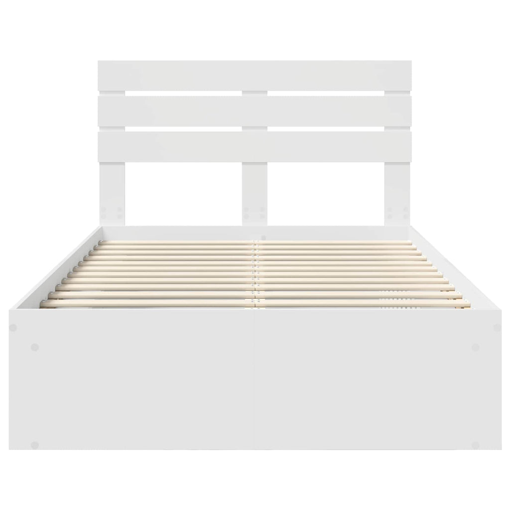 vidaXL Ramka łóżka Z zagłówkiem Biały 120 x 190 cm Lite drewno sosnowe