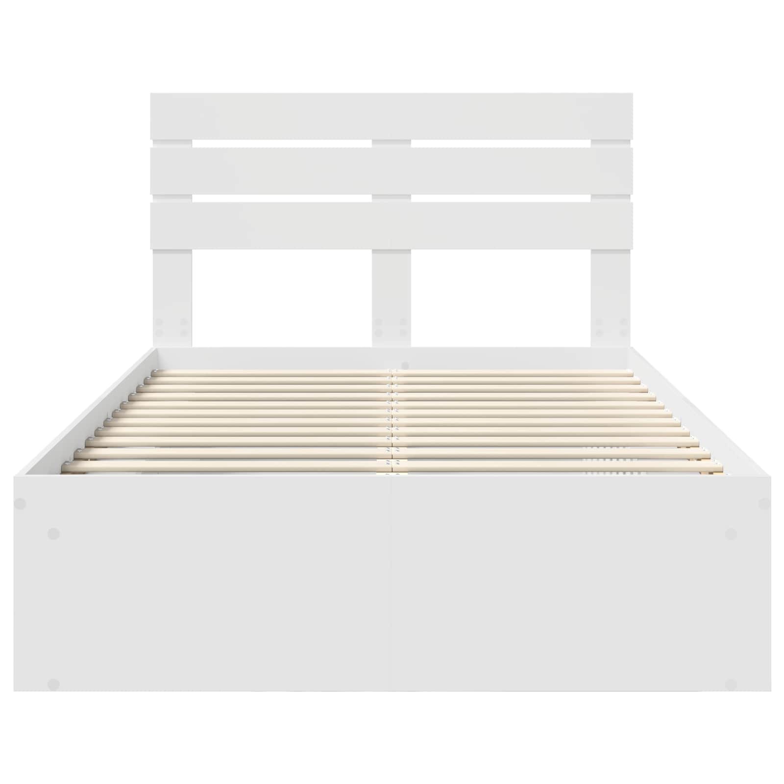 vidaXL Ramka łóżka Z zagłówkiem Biały 120 x 190 cm Lite drewno sosnowe
