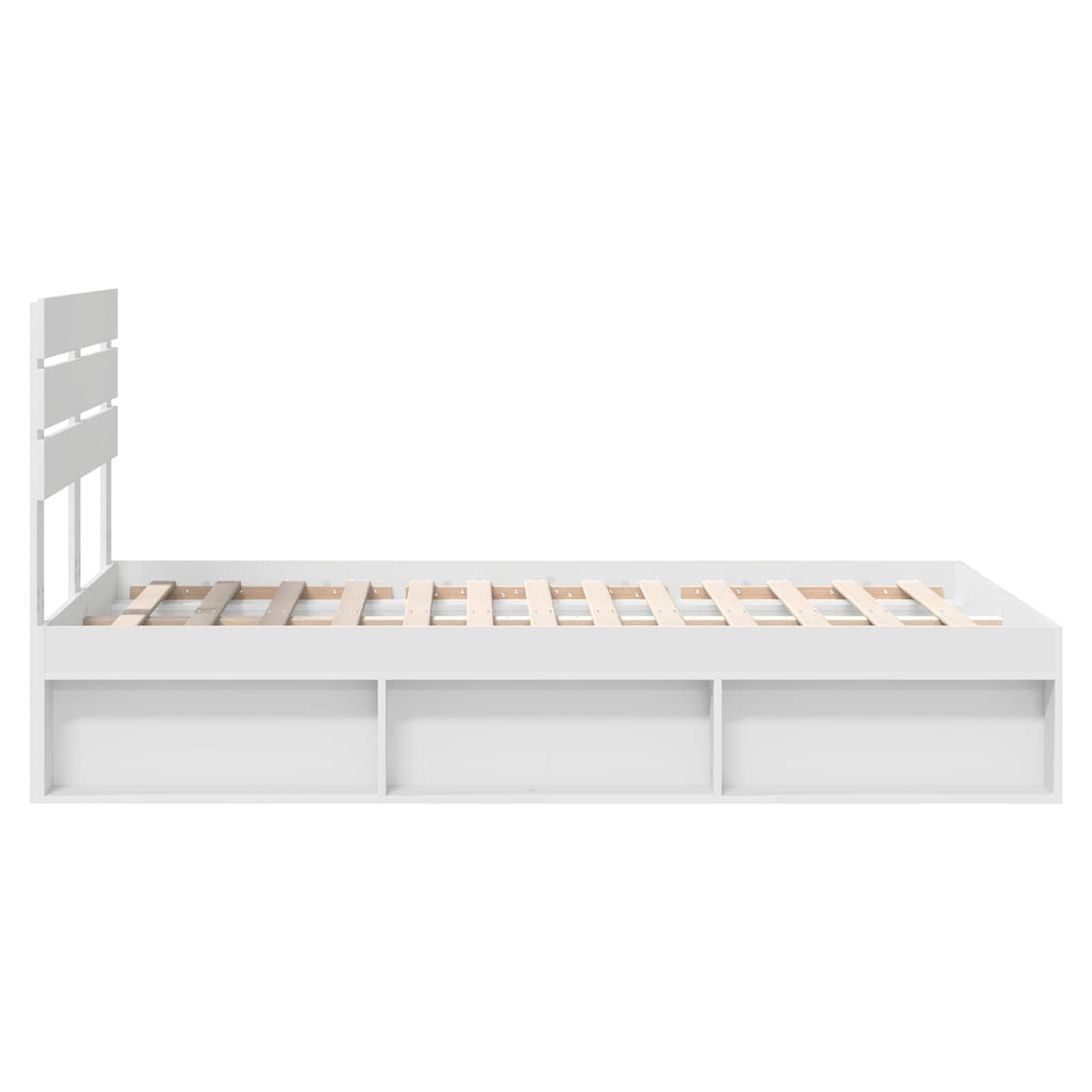 vidaXL Ramka łóżka Z zagłówkiem Biały 120 x 190 cm Lite drewno sosnowe