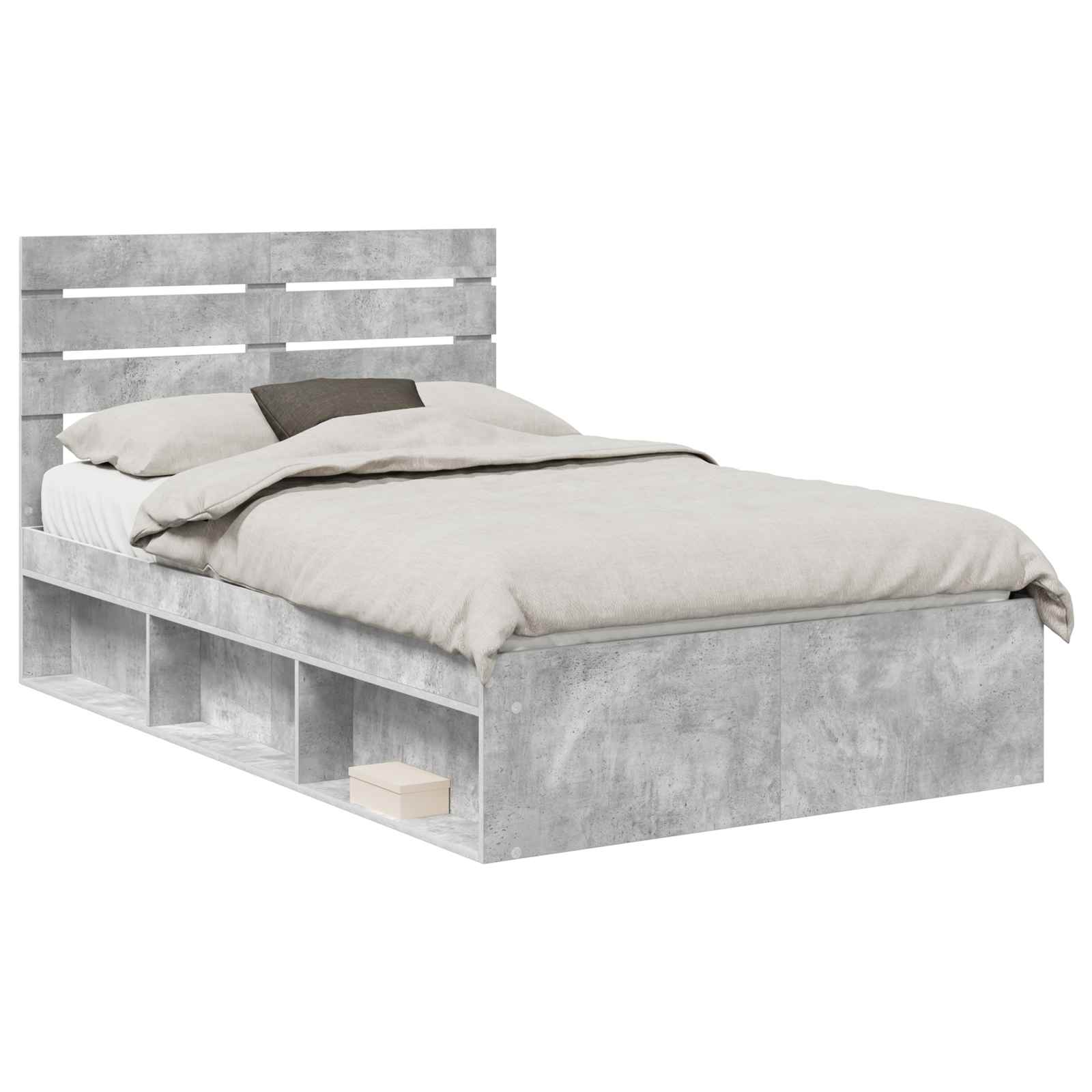 vidaXL Ramka łóżka Betonowy 120 x 190 cm Lite drewno sosnowe