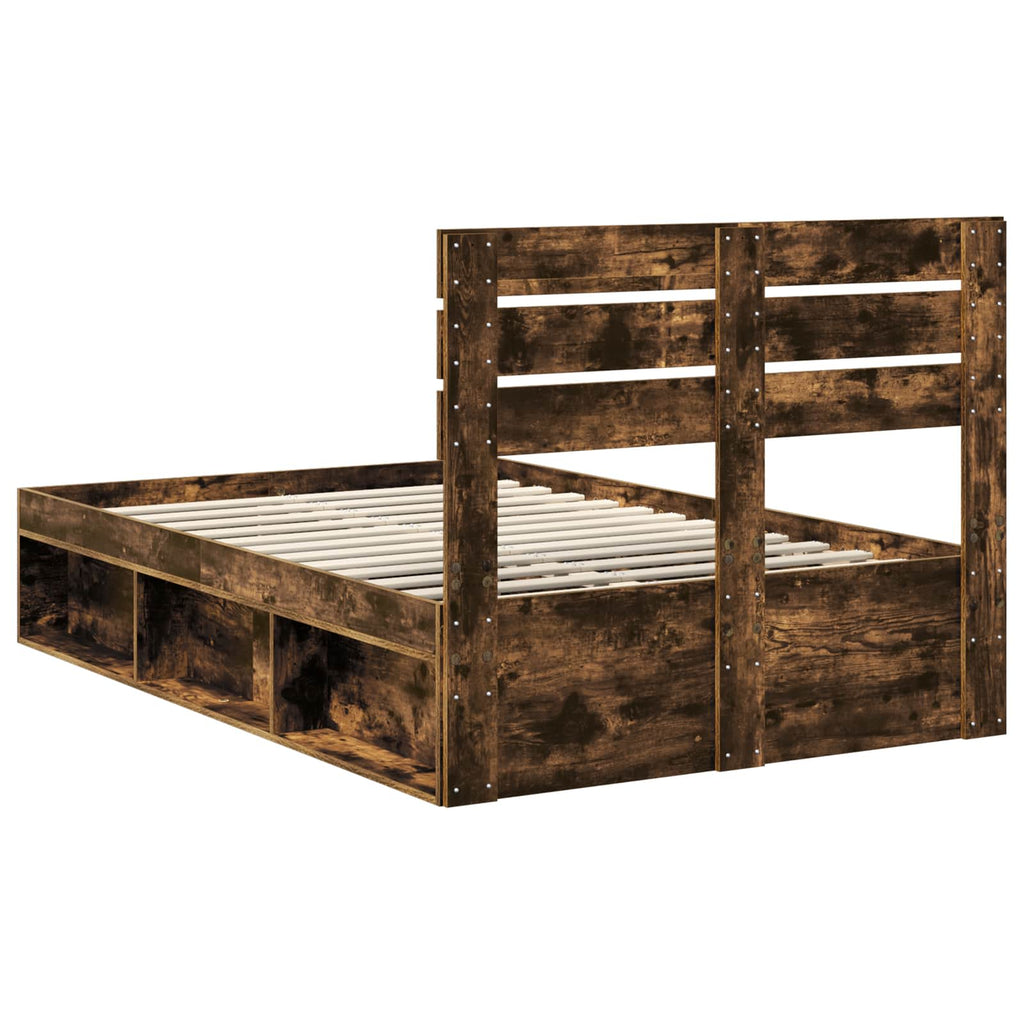 vidaXL Ramka łóżka Dąb wędzony 120 x 190 cm Lite drewno sosnowe