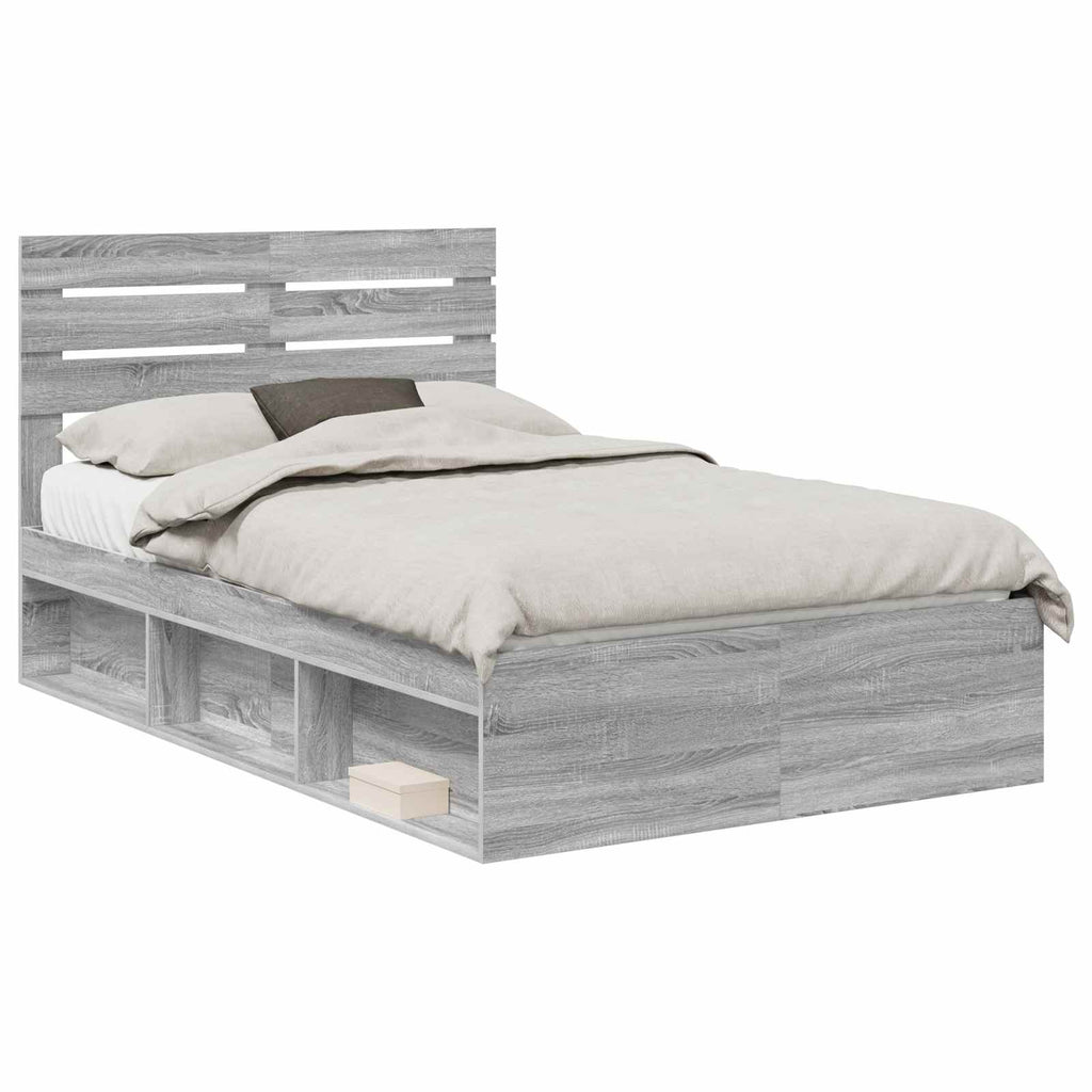 vidaXL Ramka łóżka Szary Sonoma 120 x 190 cm Lite drewno sosnowe