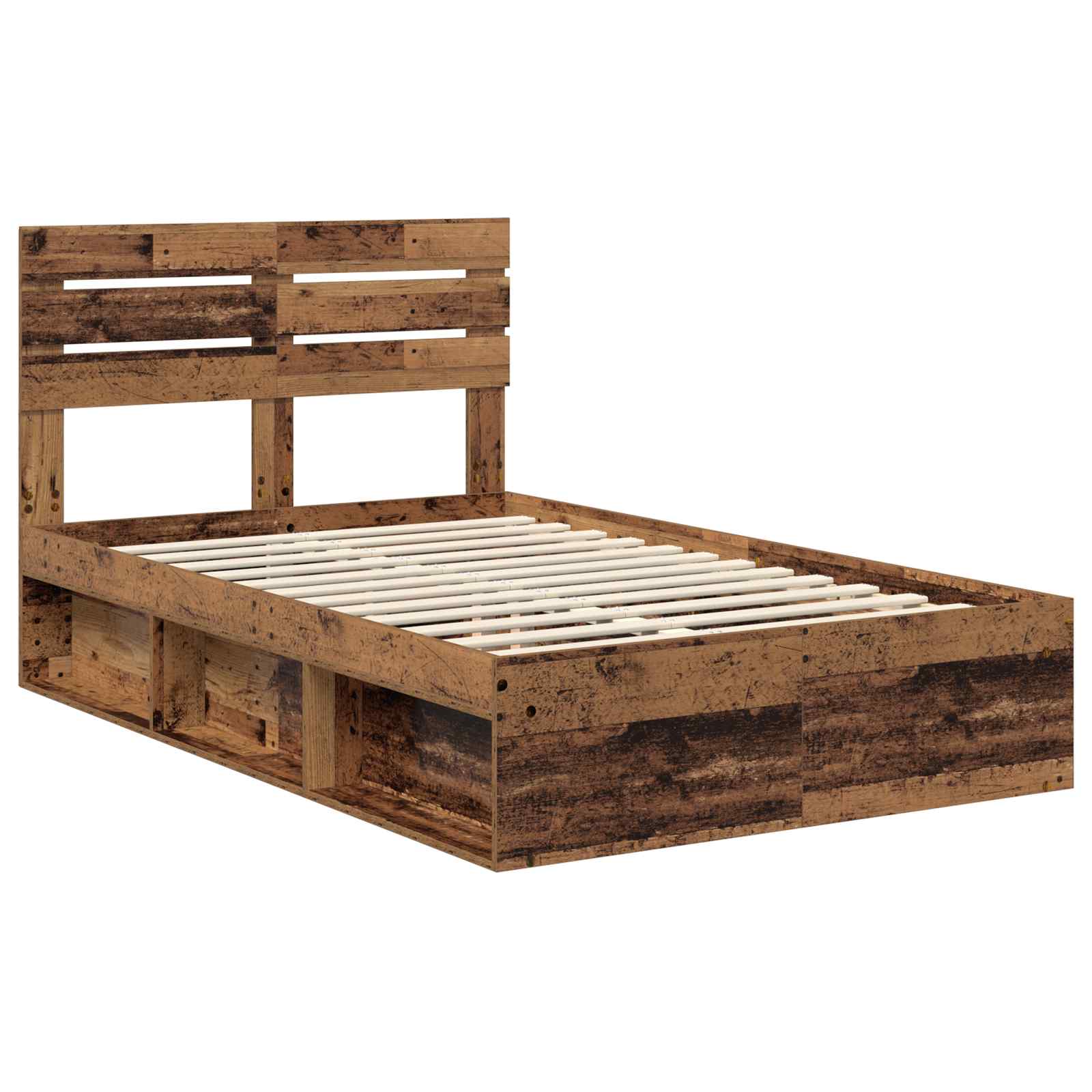 vidaXL Ramka łóżka Stare drewno 120 x 190 cm Lite drewno sosnowe